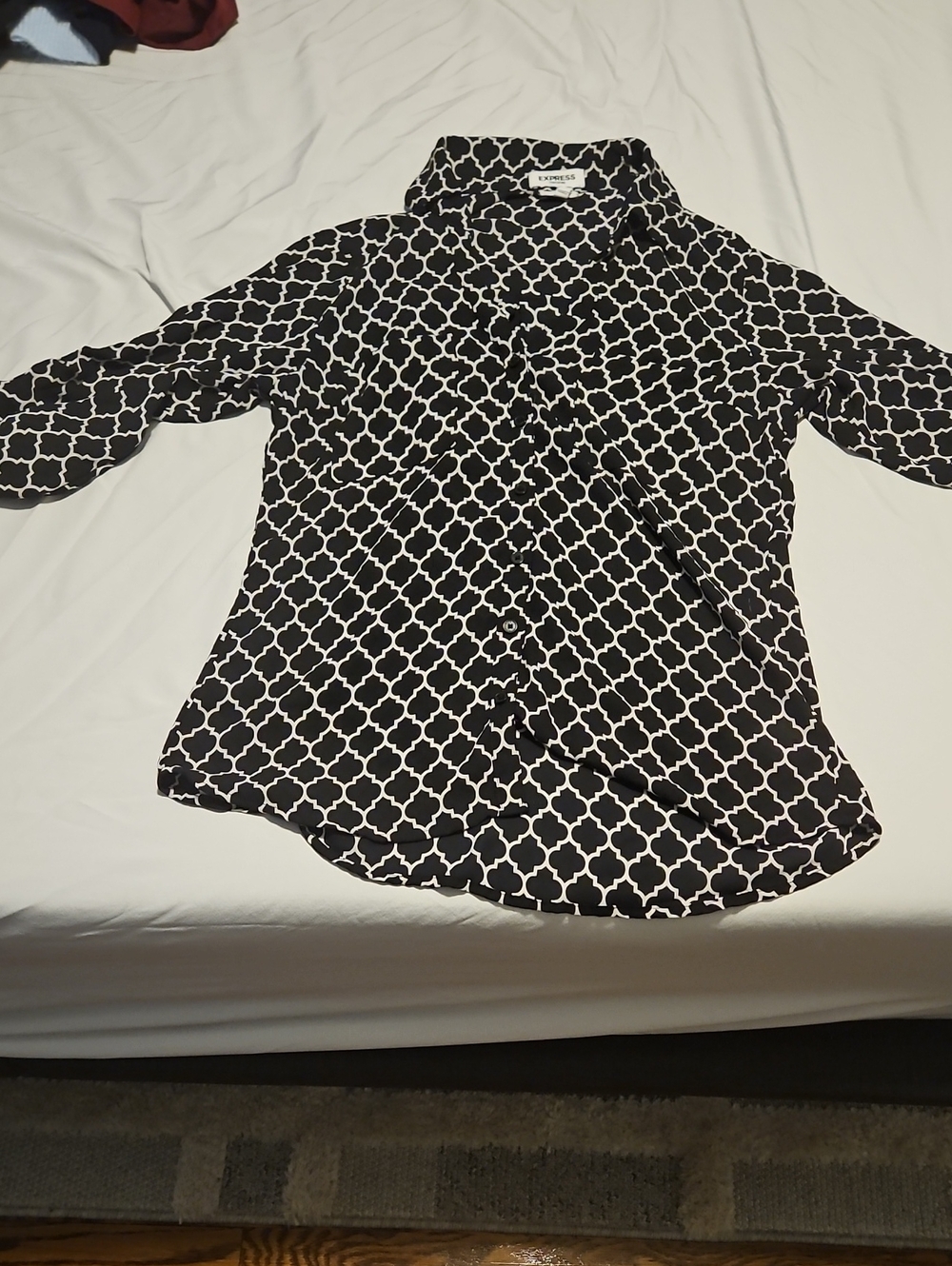 Black & White Geometric Button-Down Shirt
